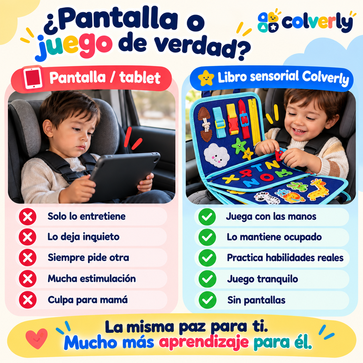 Libro Sensorial Montessori — La misma paz para ti. Mucho más aprendizaje para él.